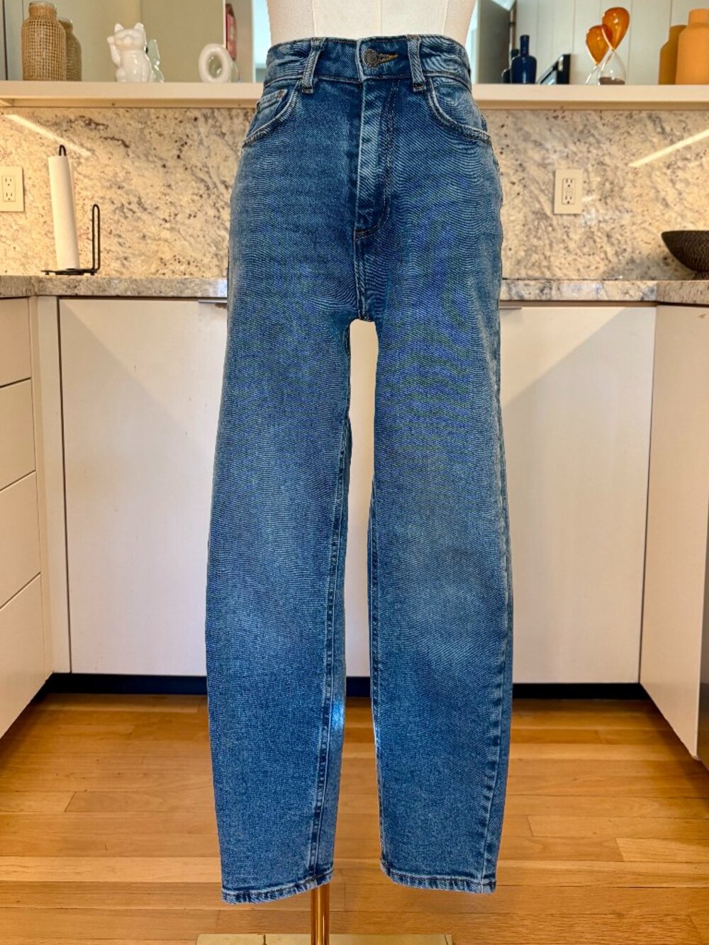 Noisy May High Waisted Straight Ankle Jeans Light Wash 26